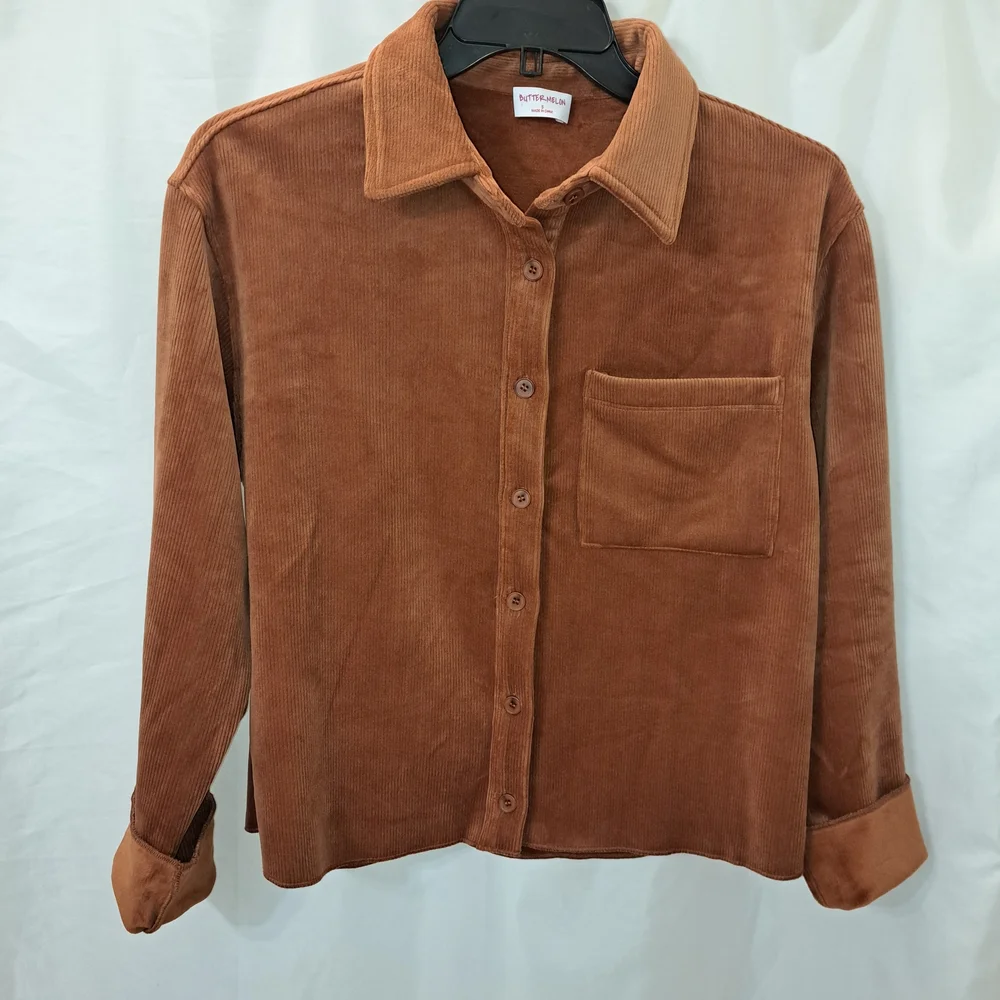 Sz S Women's Corduroy Button-Up Shirt Jacket Shacket Super Soft - Picture 2 of 11